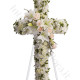Croce funebre con Gigli e Rose bianche