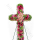 Croce funebre di Rose rosa e Gerbere