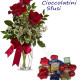 Sacchetto di Cioccolatini sfusi con bouquet di 3 Rose rosse