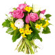 Bouquet di Roselline fucsia e bianche e Fiorellini gialli