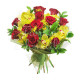 Bouquet di 12 Rose rosse e Orchidee con Mimosa